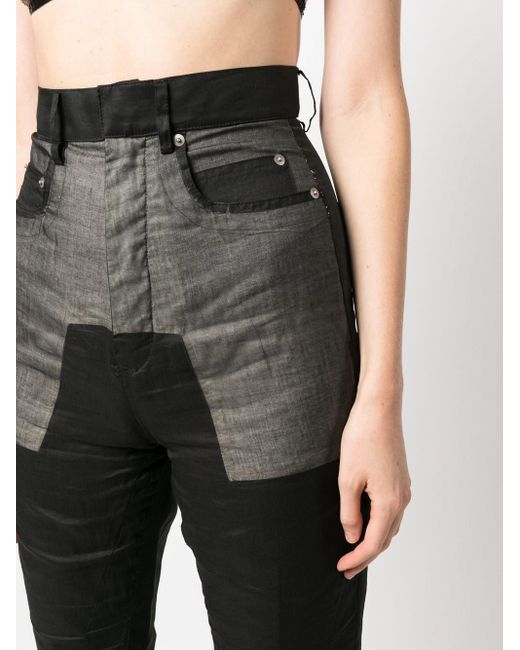 Rick Owens Black Bolan Flared High-Waisted Jeans
