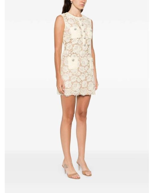 Self-Portrait Natural Short Dress With Embellishment