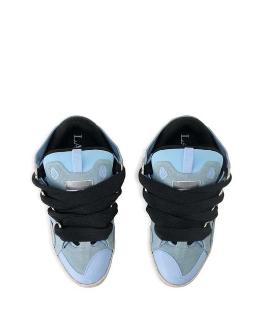 Lanvin Blue Curb Sneakers Cut-Out Suede Sneakers for men