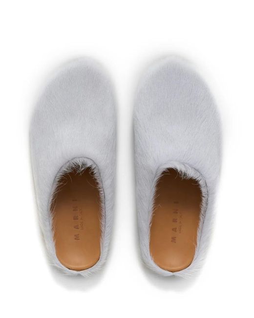 Slippers Fussbett Sabot Con Punta Tonda di Marni in White da Uomo