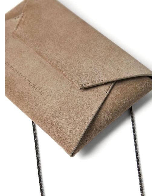 Brunello Cucinelli Gray Envelope Bag With Shiny Shoulder Belt