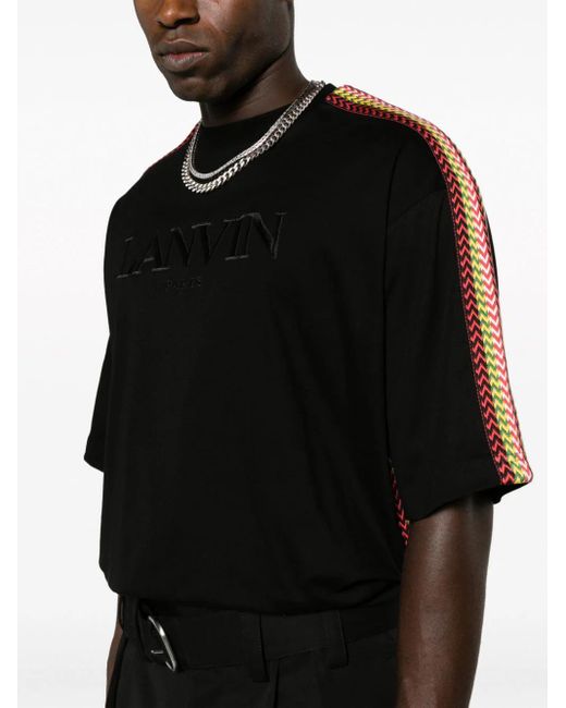 Lanvin Black Curb T-Shirt With Decoration for men
