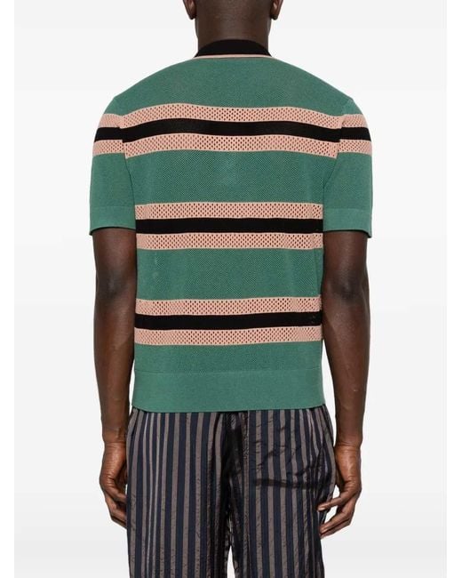 Dries Van Noten Green "Mercy Stripe" Polo Shirt for men