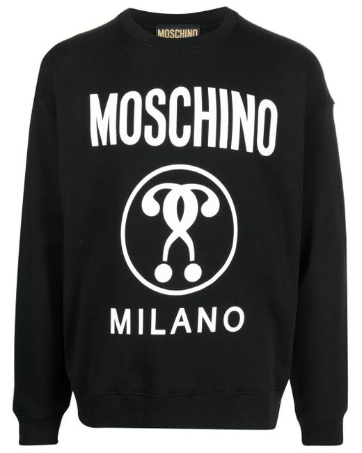 Felpa in cotone organico con stampa logo di Moschino in Black da Uomo