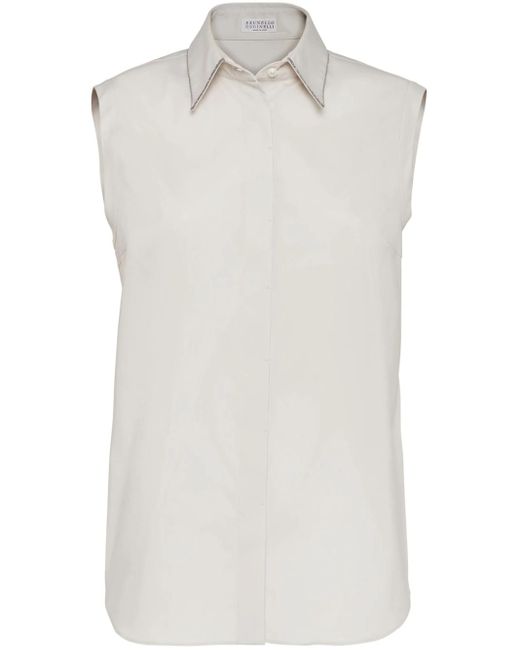 Brunello Cucinelli White Sleeveless Shirt