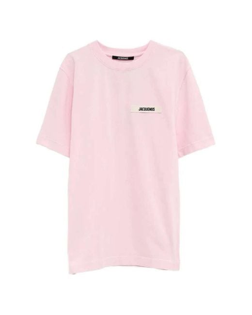Jacquemus Pink Logo Cotton T-Shirt for men