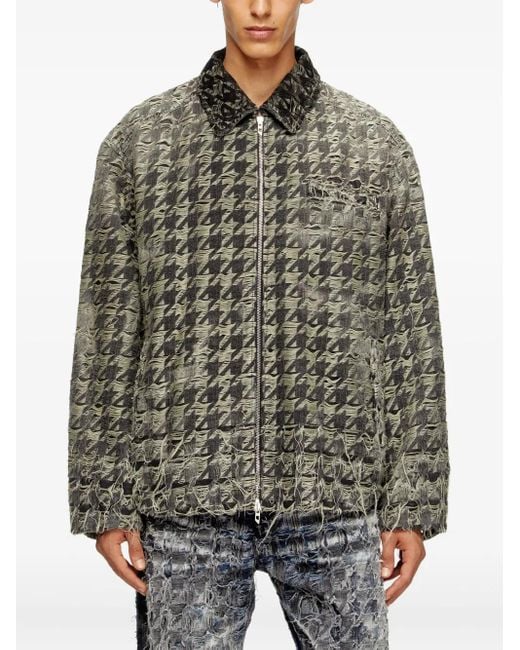 DIESEL Gray Houndstooth Denim Jacket