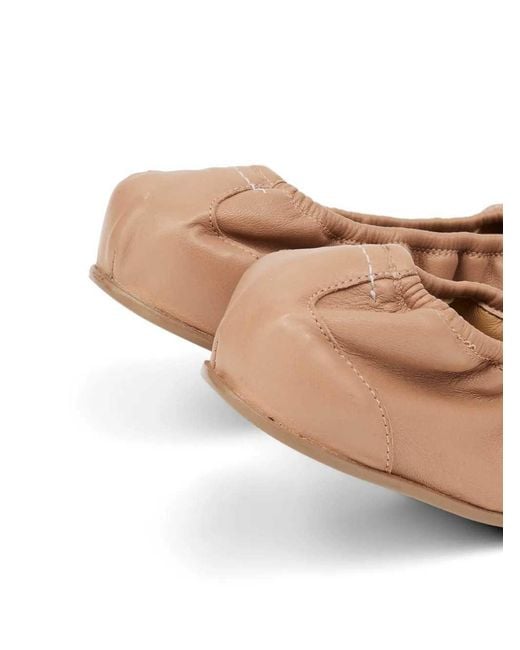 MM6 by Maison Margiela White Anatomic Ballet Flats With Numerical Graphic