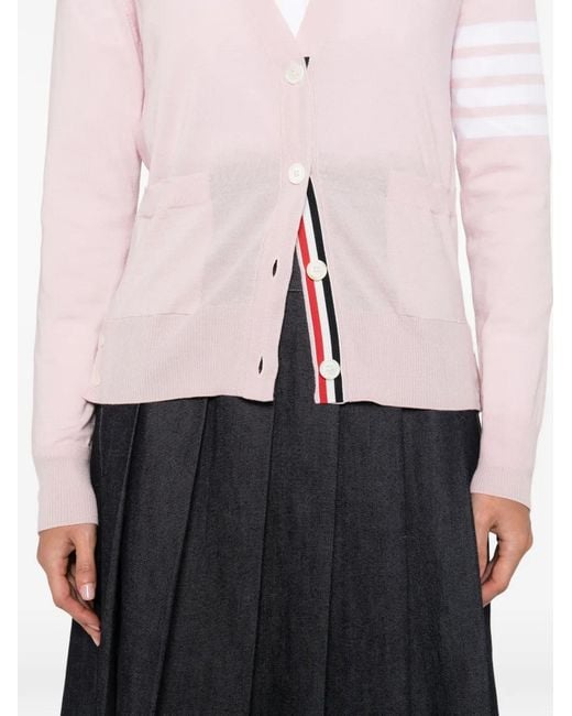 Thom Browne Pink Striped Sweater With Pockets