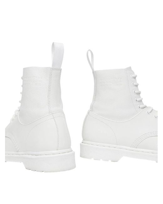 Mm6 Maison Margiela X Dr.martens White Leather Motorcycle Boots