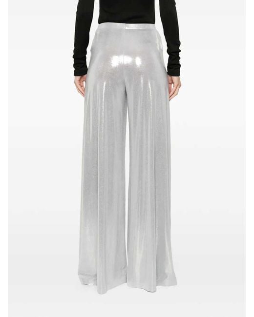 Norma Kamali White Bias Wide Leg Trousers