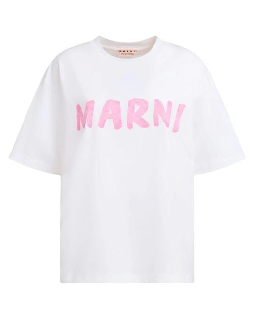 T-Shirt Con Stampa di Marni in White