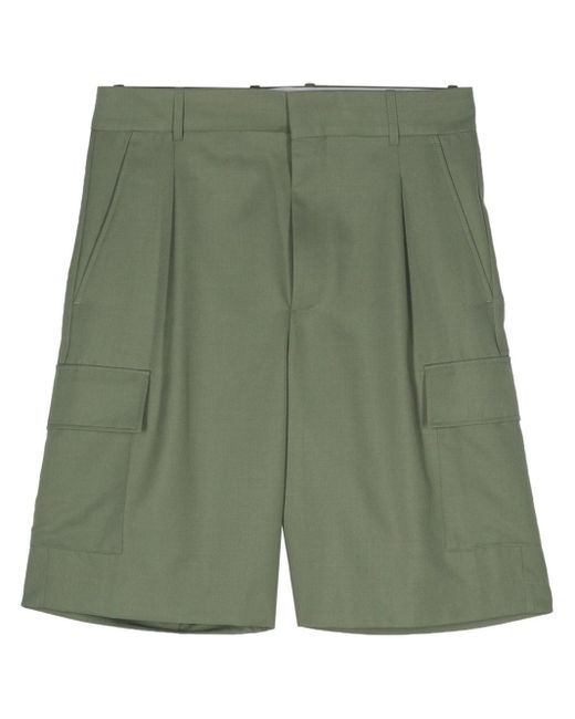 Drole de Monsieur Green Cargo Shorts With Pleats for men