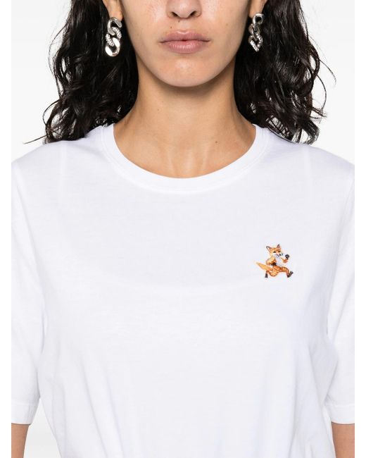 T-Shirt Con Applicazione Speedy Fox di Maison Kitsuné in White
