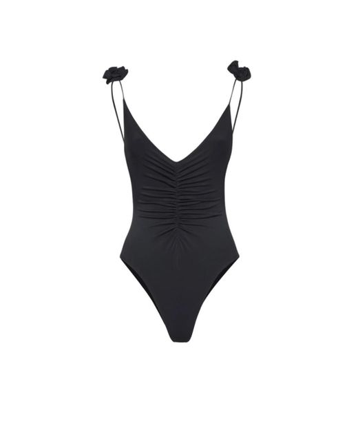 Magda Butrym Black Swimsuit With V-Neck And Rosettes