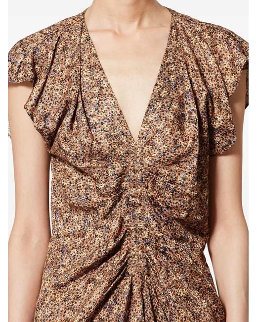 Isabel Marant Brown Lyndsay Midi Dress With Ruffles