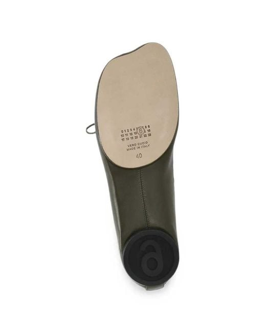 MM6 by Maison Margiela Green Anatomic Ballet Flats With Numeric Logo
