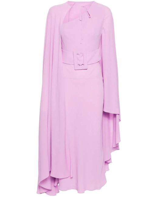 GIUSEPPE DI MORABITO Pink Crepe Maxi Dress With Cape Detail