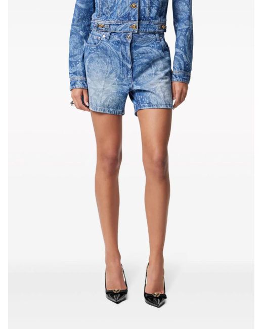 Versace Blue Bermuda Shorts With Patch