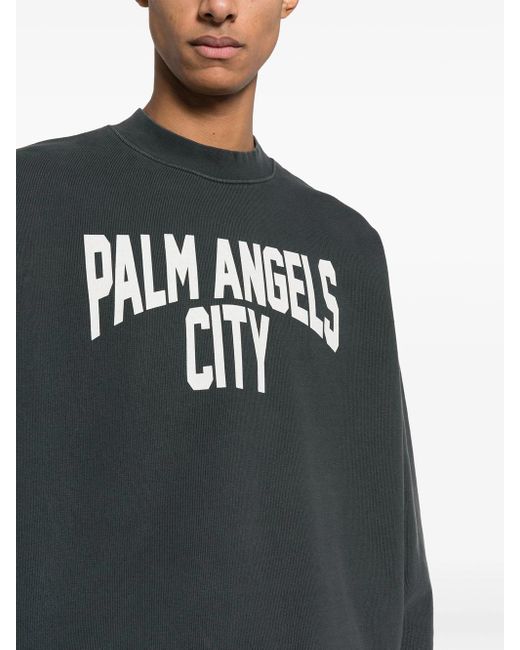 Palm Angels Black Pa City Washed Cotton Sweatshirt for men