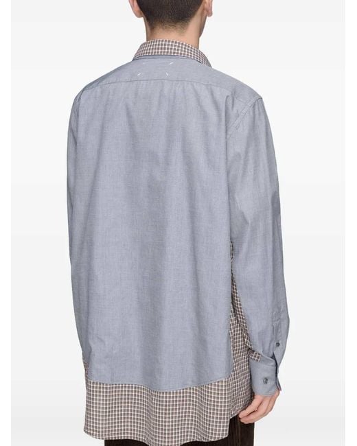 Maison Margiela Gray Double-Layered Checked Shirt for men