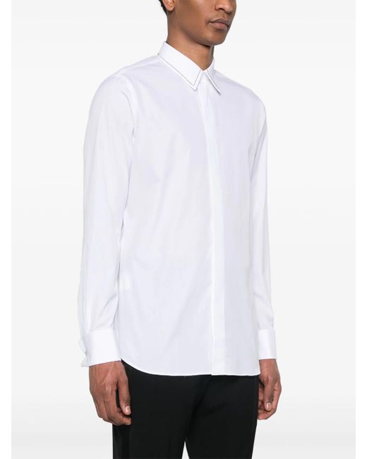 Lardini White Cotton Shirt With Beaded Details for men