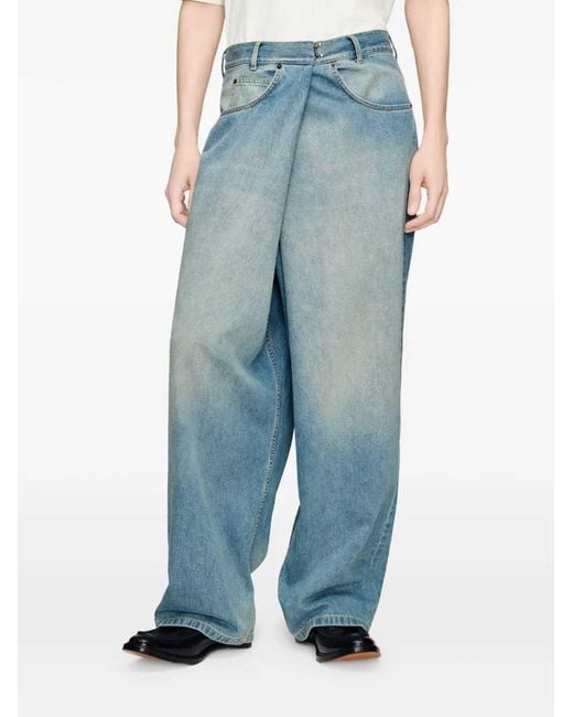 Maison Margiela Blue Faded Wrap-Style Jeans for men