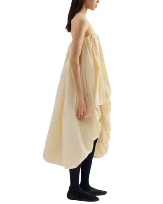 Jil Sander Natural Draped Taffeta Dress