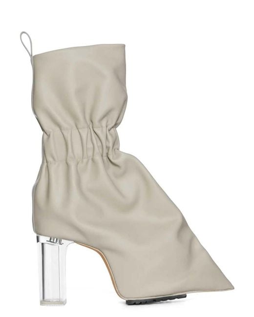 Rick Owens Natural Ss26 Cuffed Boots With Pearl/Transparent Grained Calfskin Case