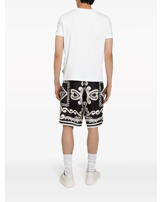 Dolce & Gabbana Black Bermuda Shorts With Print for men