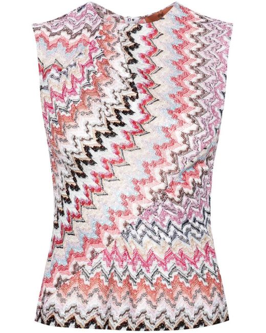 Missoni Red Tank Top With Zig Zag Pattern