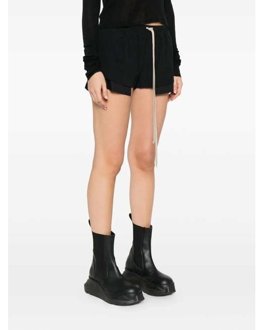 Rick Owens Black Mist-Colored Drawstring Shorts