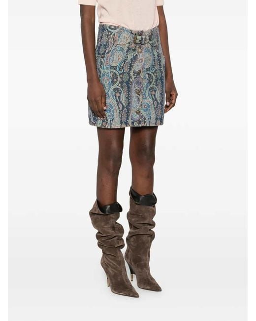 Etro Gray Short Skirt With Buttons