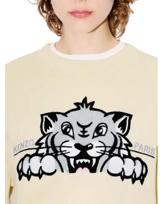 KENZO White Happy Tiger Sweater