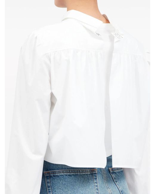 MM6 by Maison Martin Margiela White Double Layer Crop Shirt