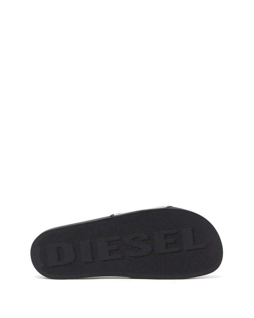DIESEL White Sa-Mayemi Cc Slides With Logo for men
