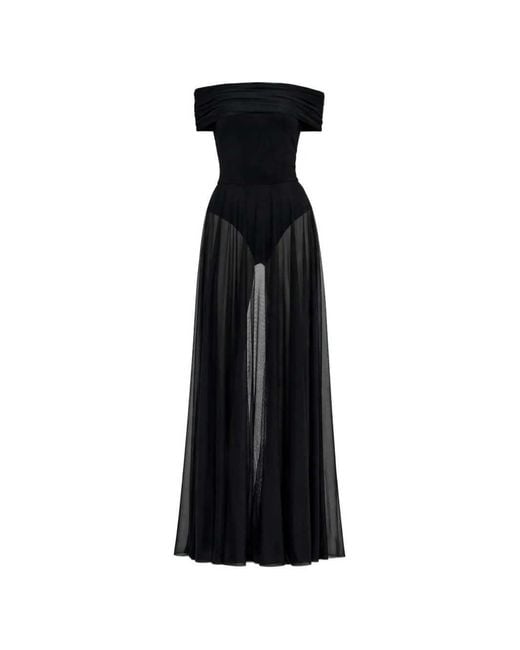 Norma Kamali Black Off The Shoulder Maxi Dress