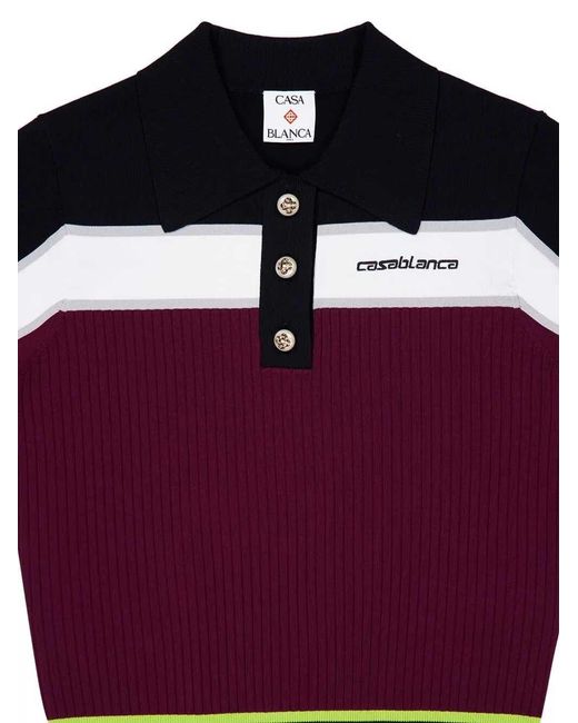 Casablanca Red Striped Short-Sleeve Polo Shirt