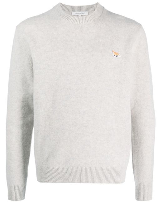 Maison Kitsuné White Sweater With Fox Application for men