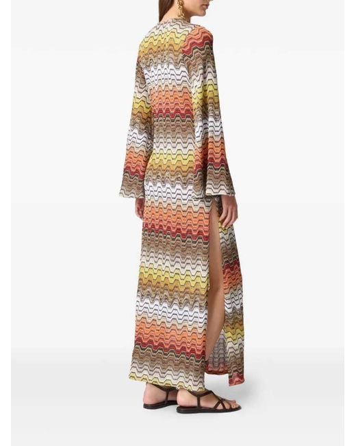 Missoni White Long Dress With Chevron Pattern