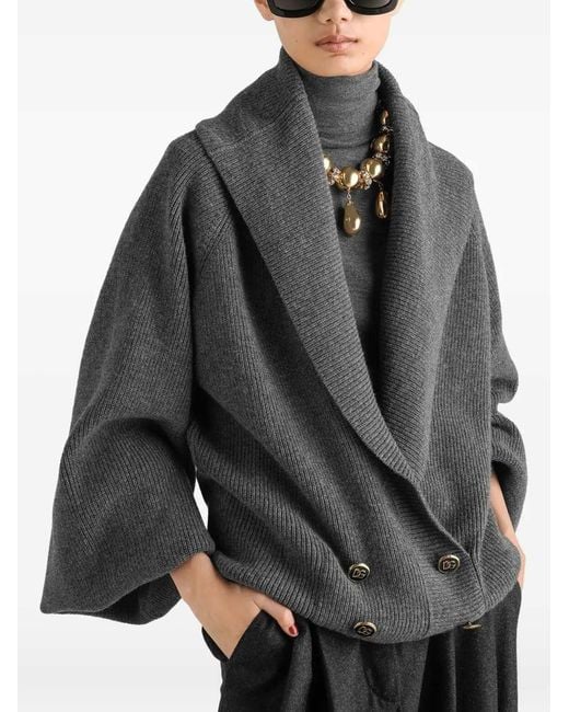 Dolce & Gabbana Gray Shawl-Collar Cardigan