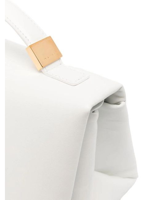 Marni White Leather Tote Bag With Prisma Logo