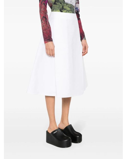 Marni White Midi Skirt With Pleat