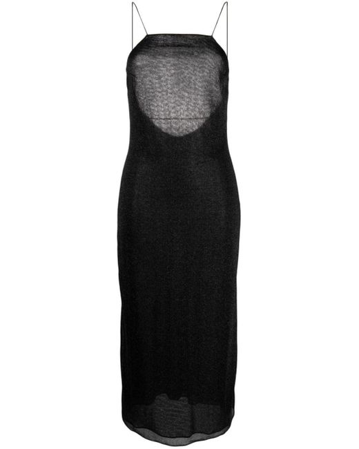 Oseree Black Lumière Flared Maxi Dress