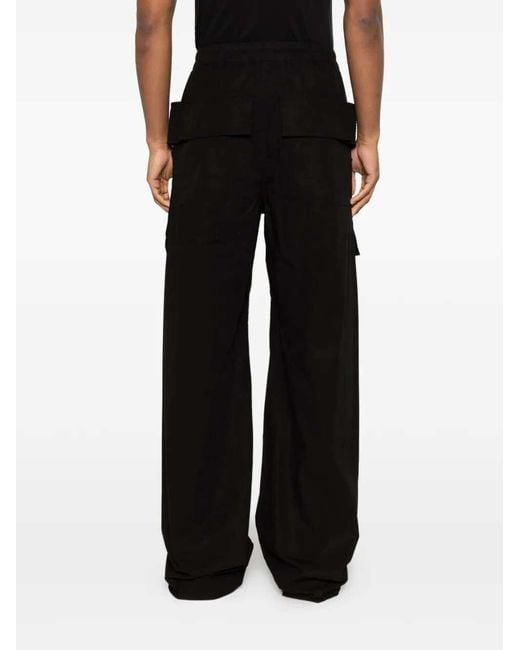 Rick Owens Black Cotton Drawstring Trousers for men