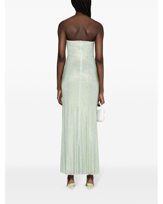 Self-Portrait Strapless Maxi Dress With Mint Rhinestone in Green | Lyst