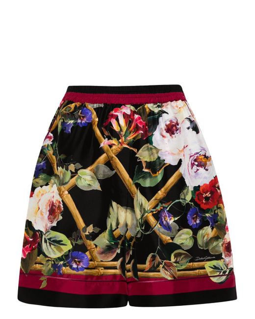 Dolce & Gabbana Red Floral Shorts