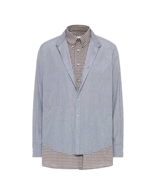 Maison Margiela Gray Double-Layered Checked Shirt for men