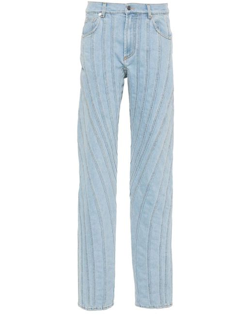Jeans Con Dettaglio Cuciture di Mugler in Blue