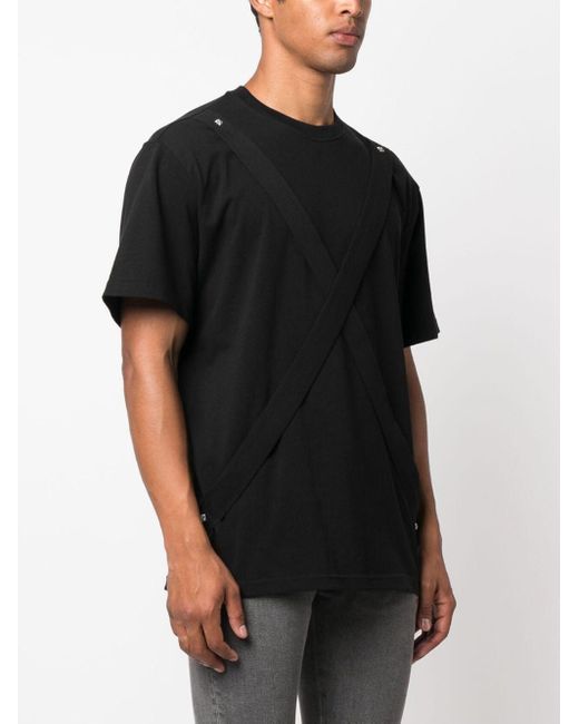 John Richmond Black T-Shirt With Crossed Bands for men